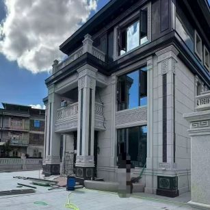 衢州 别墅干挂，芝麻白与芝麻黑完美配合