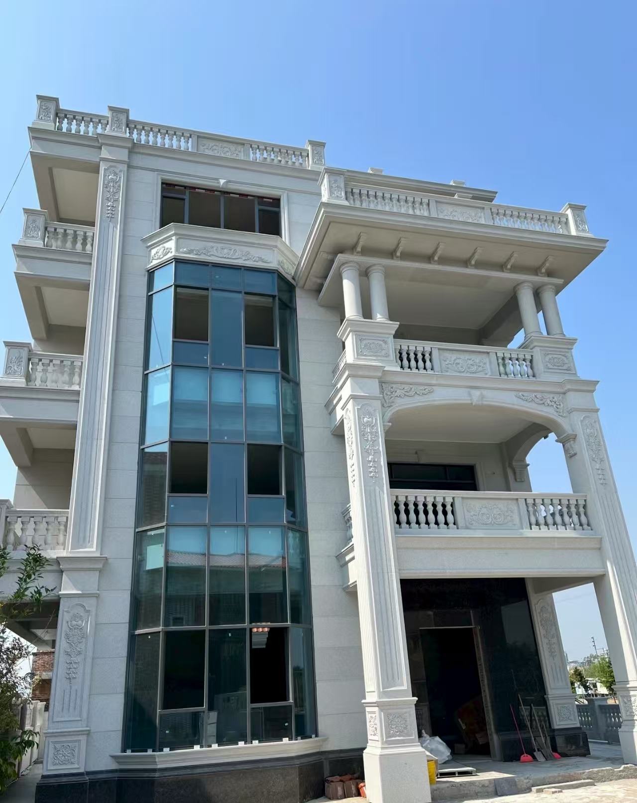 衢州 芝麻白花岗岩别墅外墙干挂效果展示