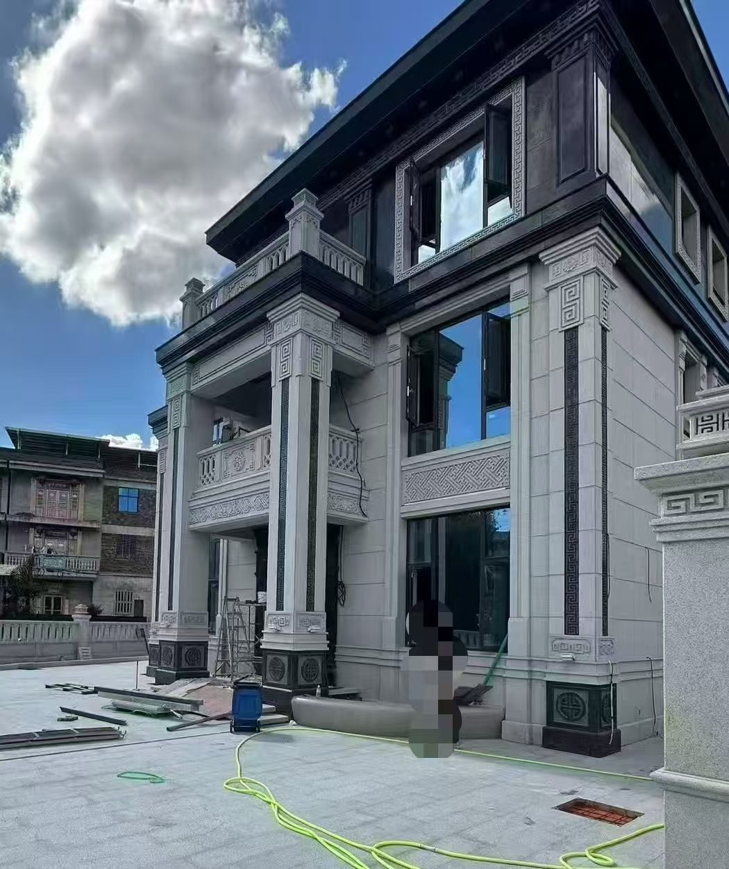 衢州 别墅干挂，芝麻白与芝麻黑完美配合