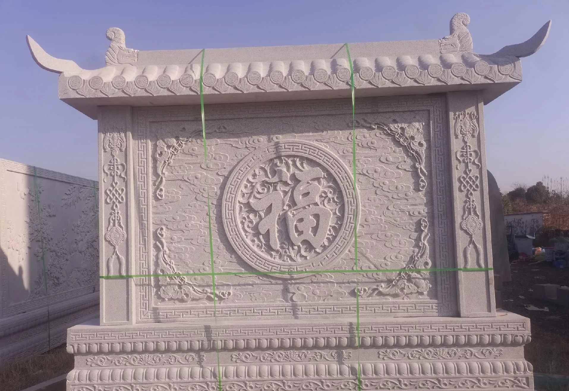 衢州 芝麻白花岗岩屏风，照壁，影壁